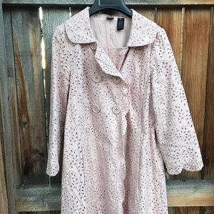 Anthropologie Pink Eyelet Coat